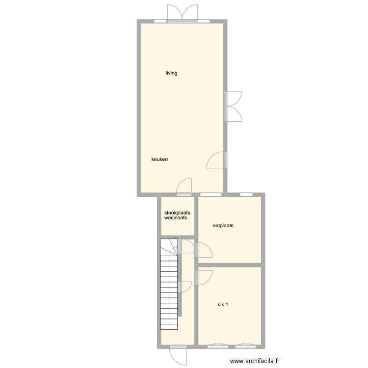 plan Vrijwilligerstr GLV. Plan de 5 pièces et 62 m2