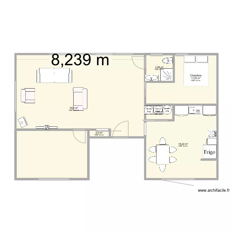 Petit loup 3. Plan de 6  et 90 m²