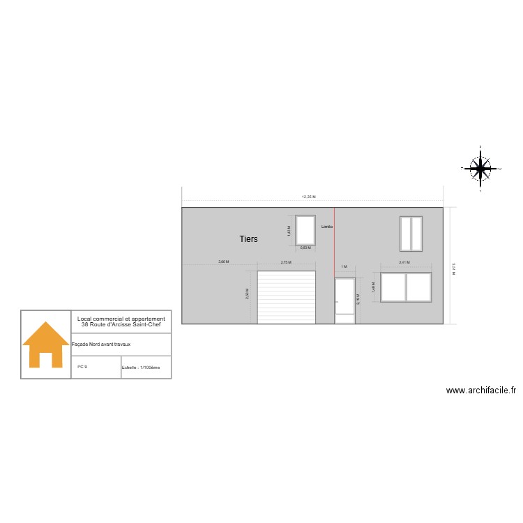 PC 9 Florian Façade nord avant travaux. Plan de 0 pièce et 0 m2