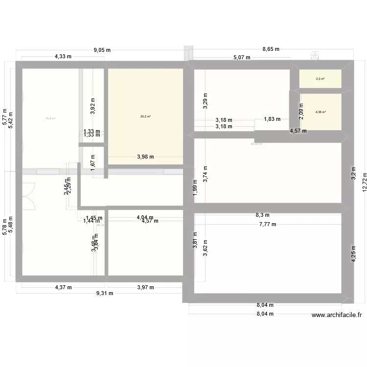maison Pedreguer. Plan de 11 pièces et 163 m²