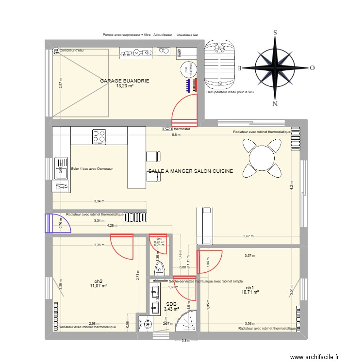 MIT1. Plan de 6 pièces et 75 m2