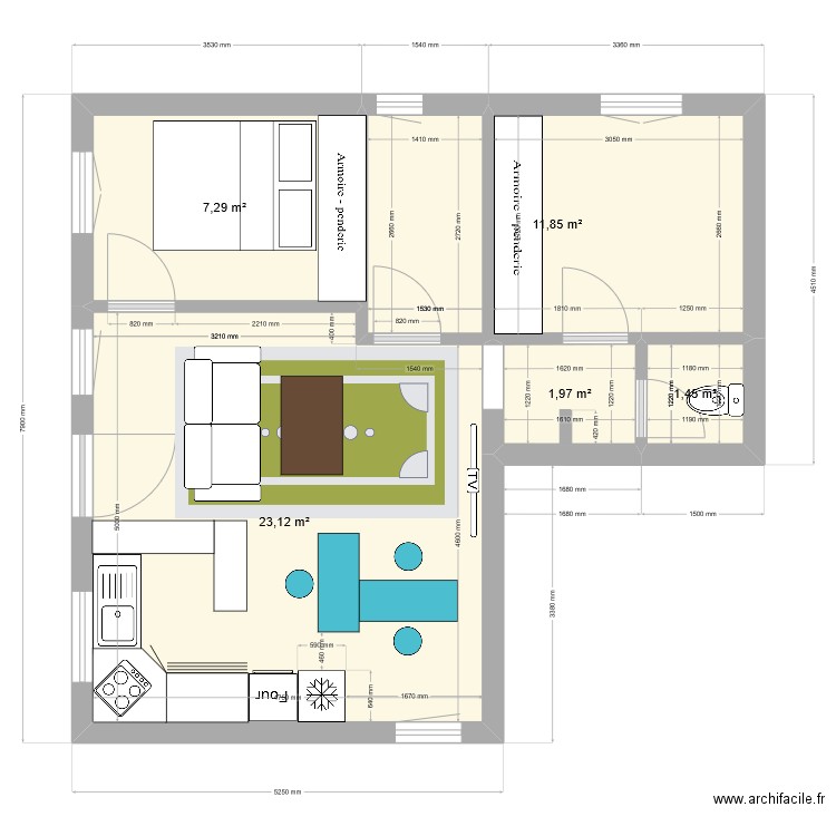 BELBEZE2. Plan de 5 pièces et 46 m2