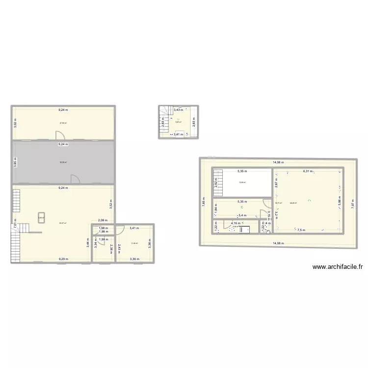 ETAGE. Plan de 10  et 328 m²
