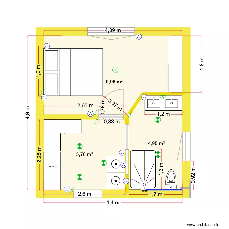 FATIN. Plan de 3  et 21 m²