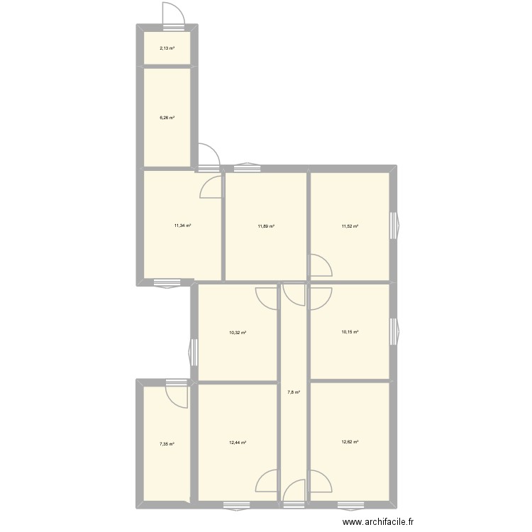 L'épée. Plan de 11 pièces et 104 m2