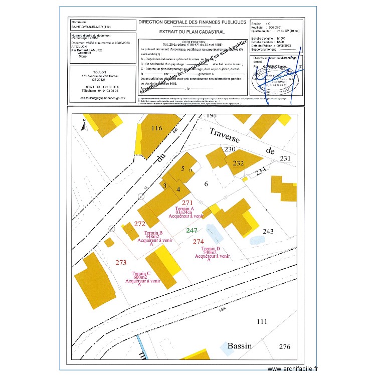 cadastre. Plan de 0 pièce et 0 m2