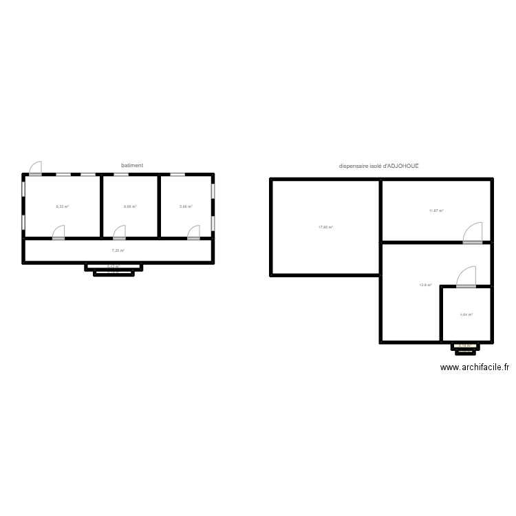 plan adjohoue. Plan de 12 pièces et 77 m2