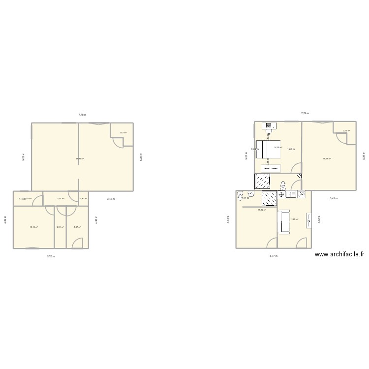 Plan RDC 3D les herbiers. Plan de 13 pièces et 131 m2