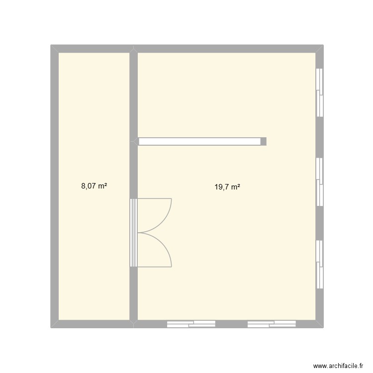 Essaie. Plan de 2 pièces et 28 m2