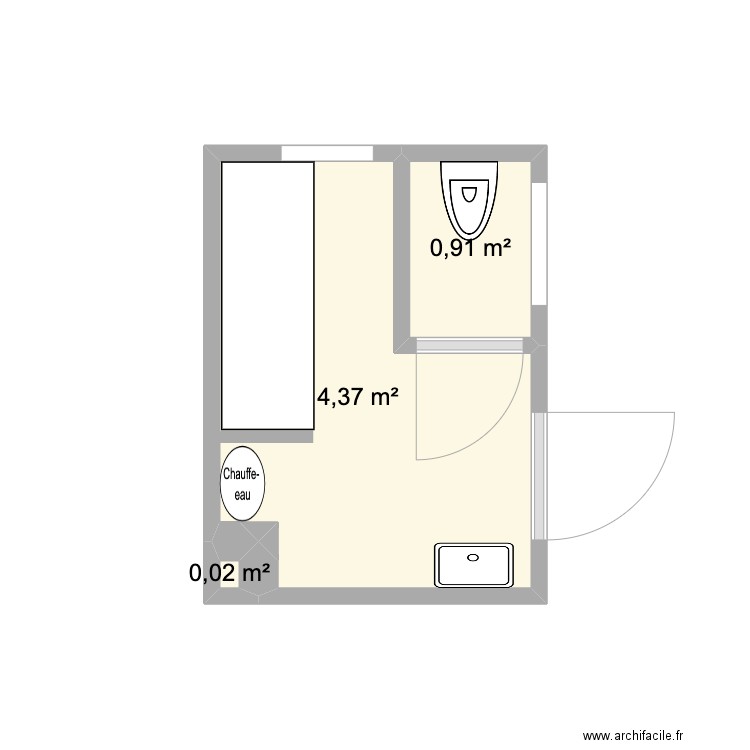 Buanderie. Plan de 3 pièces et 5 m2