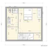 Etage chambre + salle de bains + wc + dégagement.