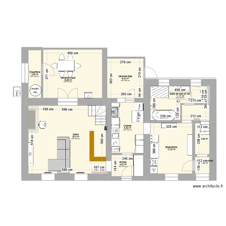 casa de gaelle 2. Plan de 20 pièces et 191 m2