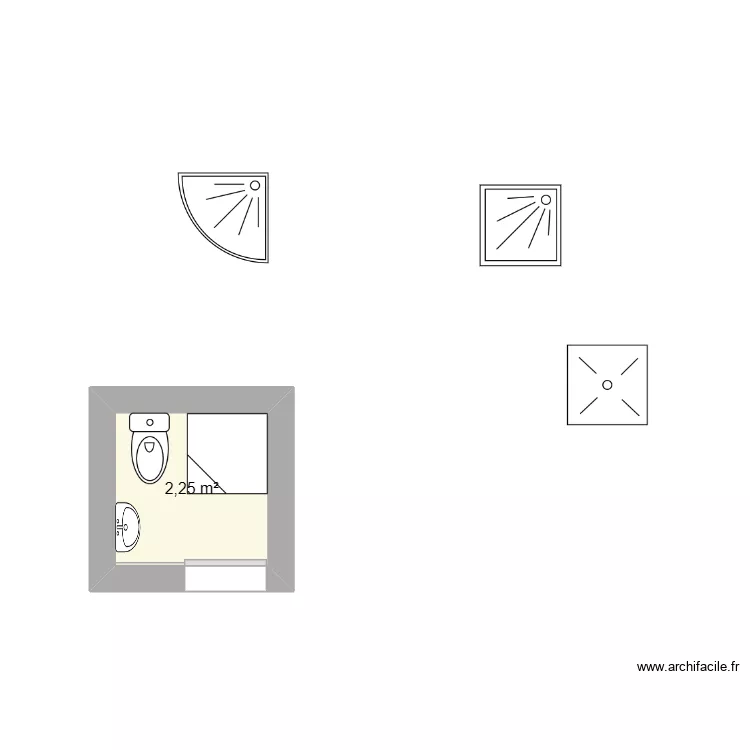 salle bain ext 2. Plan de 1  et 2 m²