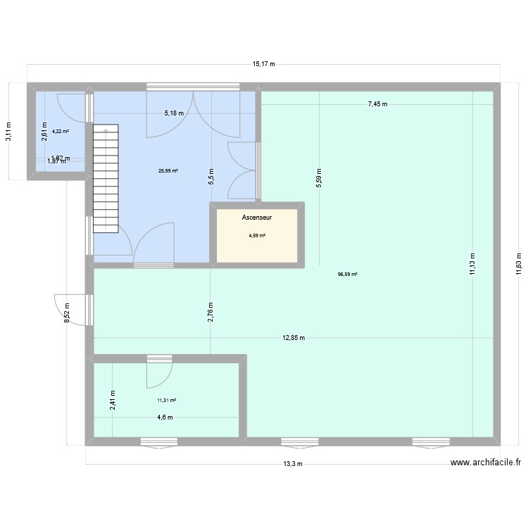 Blanchisserie 2. Plan de 5 pièces et 143 m2