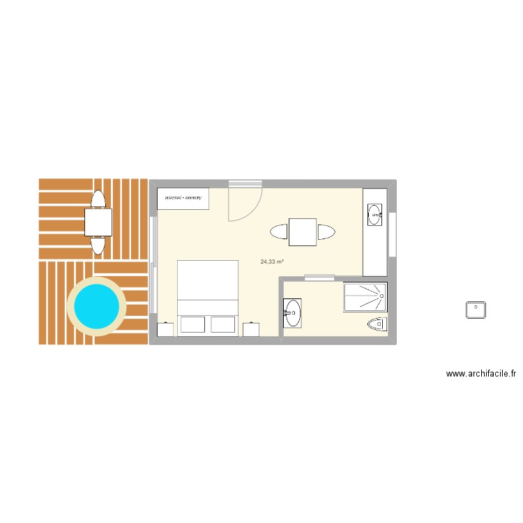 eco lodge. Plan de 1 pièce et 24 m2
