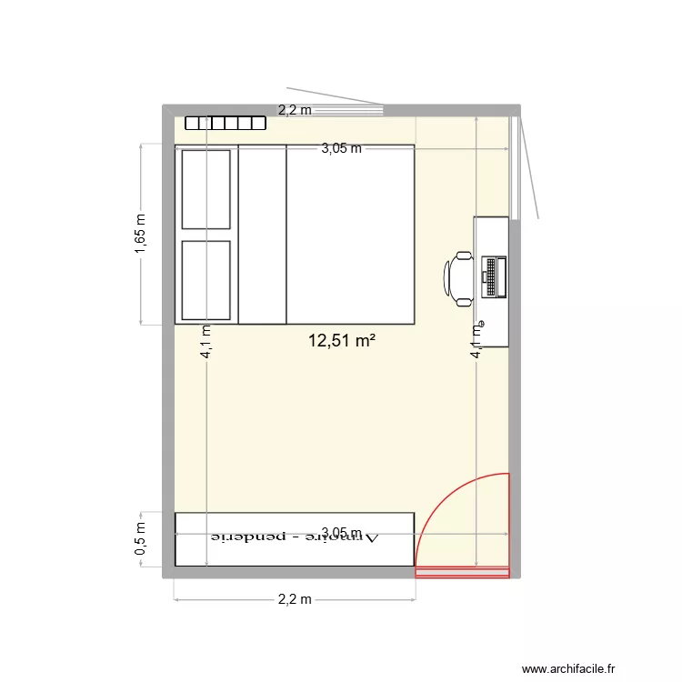 chambre 1. Plan de 1  et 13 m²