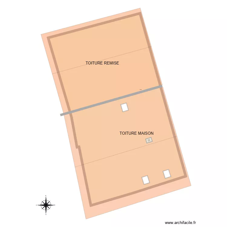 TOITURES VUE DESSUS. Plan de 1 Pièce et 253 m²
