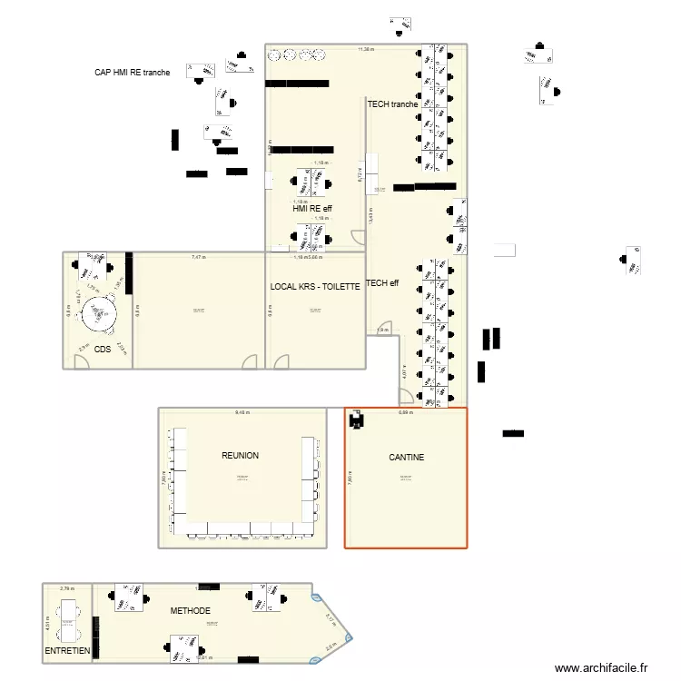 BH 2 &egrave;me exemple. Plan de 8  et 491 m²