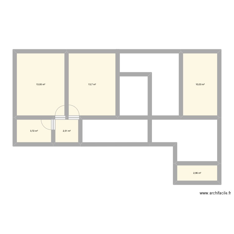 1er Gautherin. Plan de 6 pièces et 47 m2