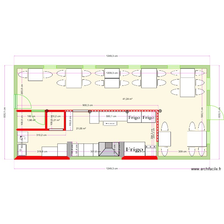 plan cuisine 27.12.24. Plan de 4 pièces et 65 m2