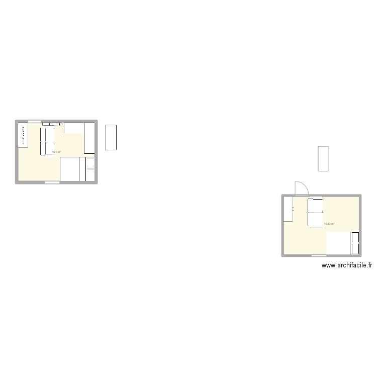 chambre buandrie 2. Plan de 2 pièces et 32 m2