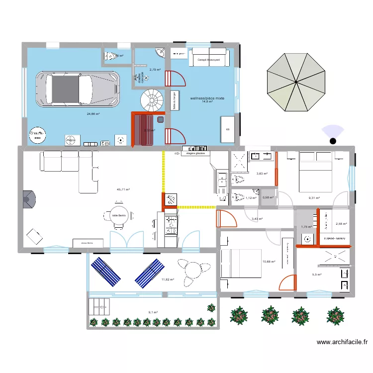 Allemagne r&eacute;novation module 3. Plan de 17  et 151 m²
