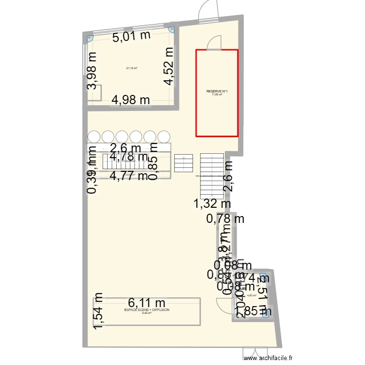 B2B RDC. Plan de 3 pièces et 179 m2
