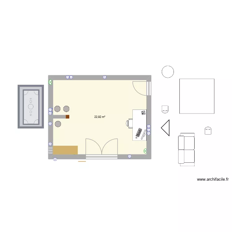Mourey Studio - Lugon. Plan de 1 pièce et 23 m²
