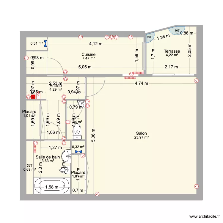 Studio La Vo&ucirc;te. Plan de 11 Pièces et 48 m²