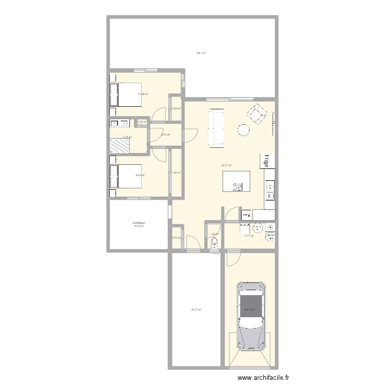 socio. Plan de 15 pièces et 165 m2