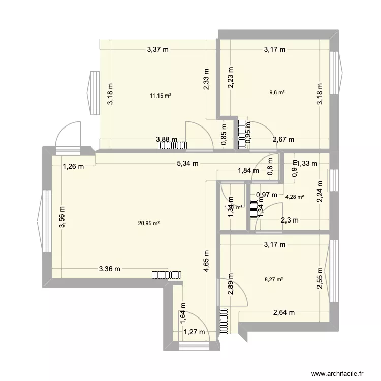 vide. Plan de 6  et 55 m²