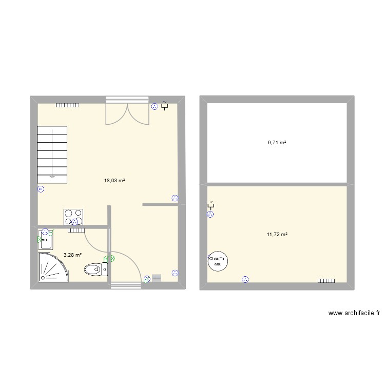 Sainte Cécile. Plan de 4 pièces et 43 m2