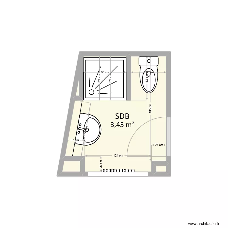 Hotto-Bouteleux - EDL SDB salon. Plan de 4  et 4 m²