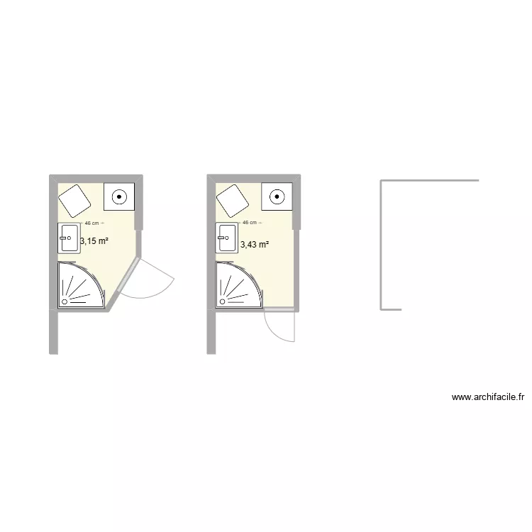 Coin douche. Plan de 