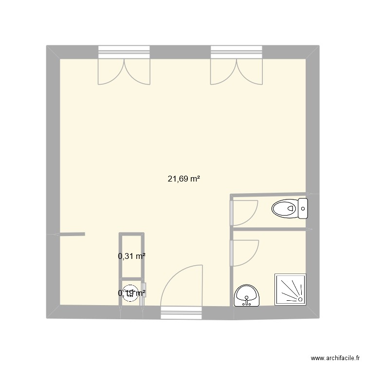 maison. Plan de 3 pièces et 22 m2