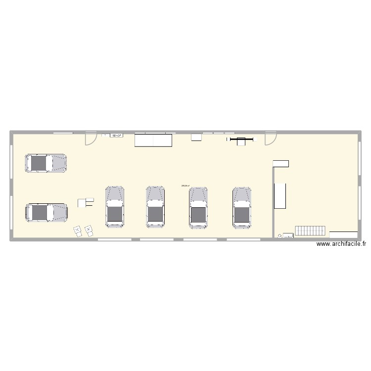 atelier. Plan de 1 pièce et 278 m2
