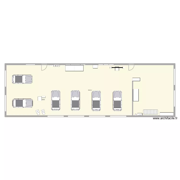 atelier. Plan de 1  et 278 m²