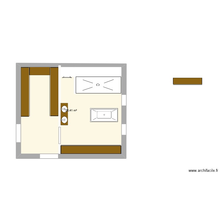 salle de bain. Plan de 1 pièce et 25 m2