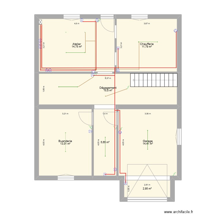 Maison Colombes cave projet elec. Plan de 7 pièces et 78 m2