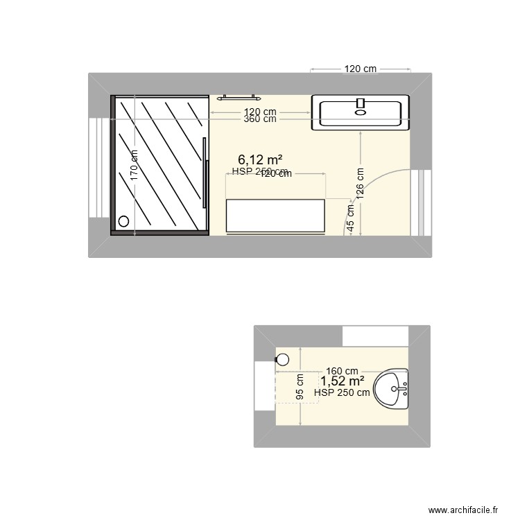 Behl. Plan de 2 pièces et 8 m2