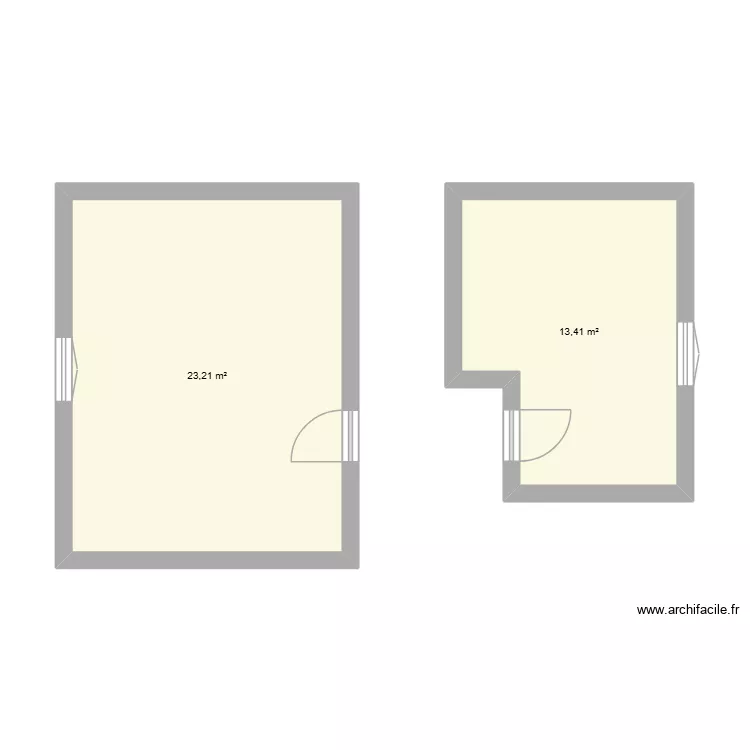 Pauline haut. Plan de 2  et 37 m²