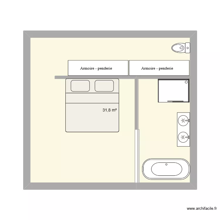 CHAMBRE DD. Plan de 1 et 32 m² CHAMBRE DD. Plan de 1 et 32 m²