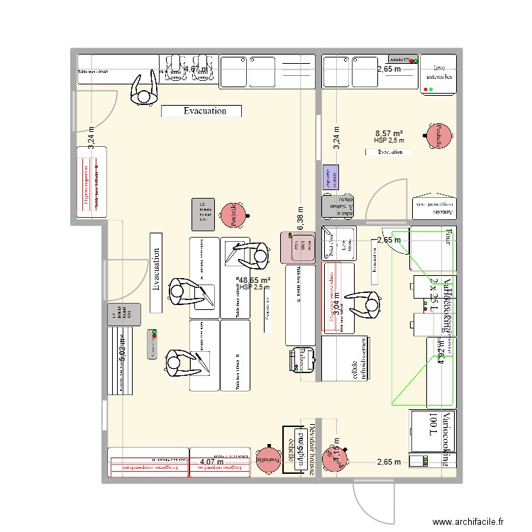 Wolfisheim version IFP. Plan de 2 pièces et 57 m2