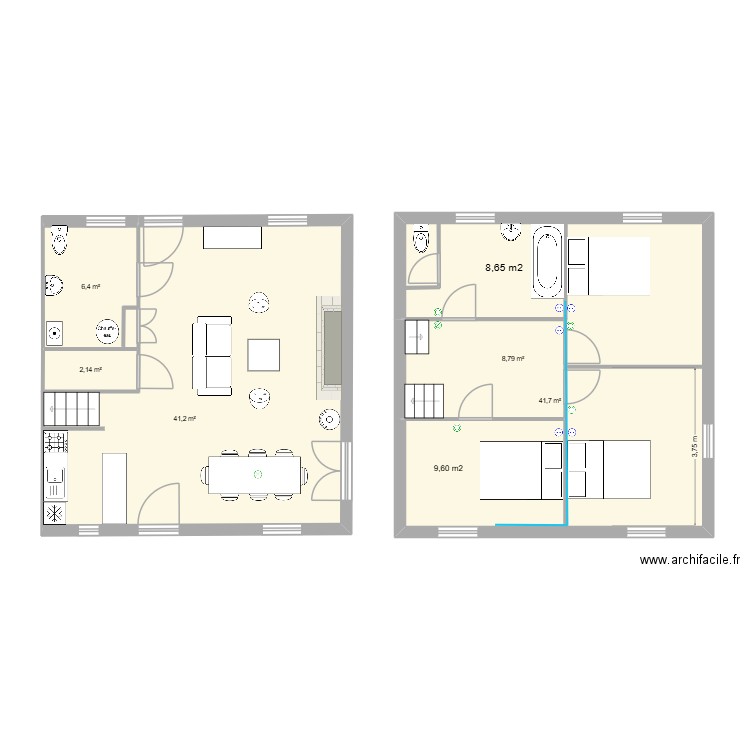 General new. Plan de 5 pièces et 100 m2