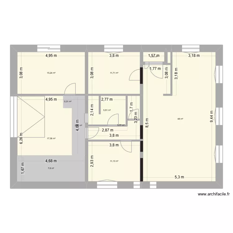 SJF Appart 1. Plan de 11 pièces et 141 m²