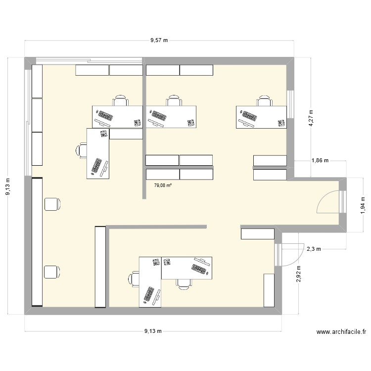 SIC. Plan de 1 pièce et 79 m2