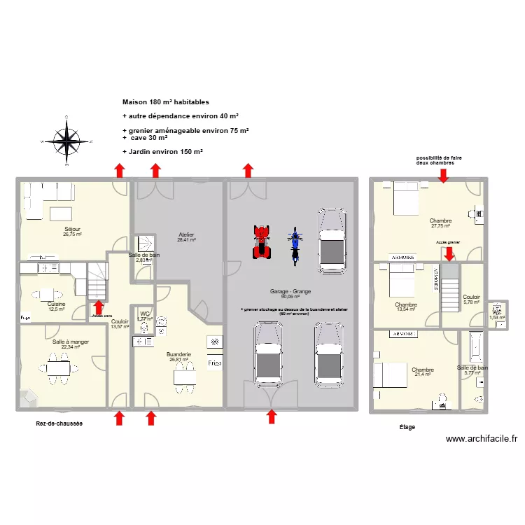 MARCHAL Paulette. Plan de 17  et 305 m²