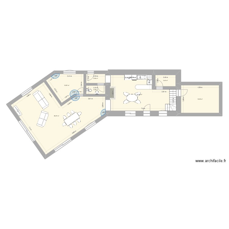 Maison 2. Plan de 7 pièces et 114 m2