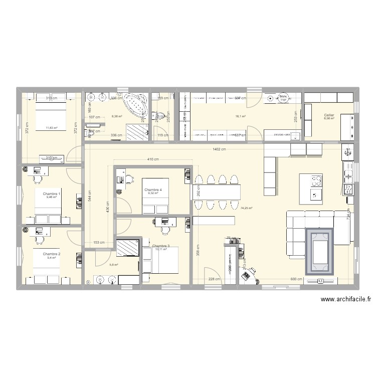 Maison Plain Pied dressing. Plan de 0 pièce et 0 m2