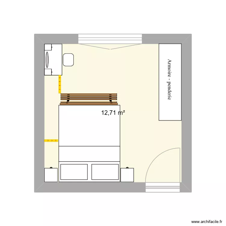 Chambre parents2. Plan de 1  et 13 m²